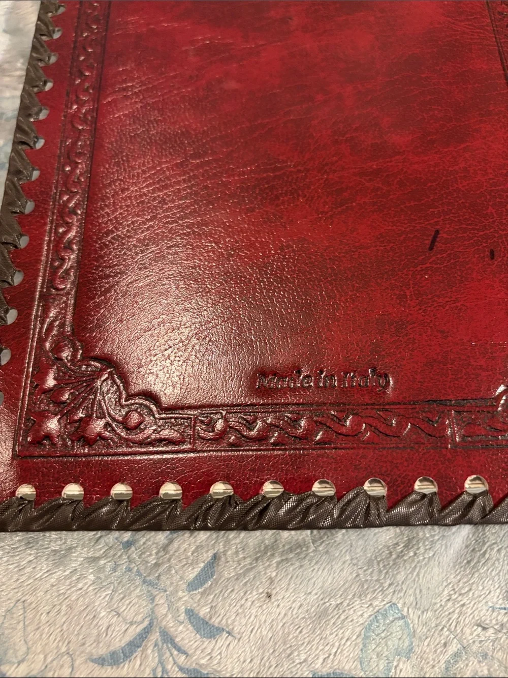 Vintage Art Portrait Red Leather Journal
